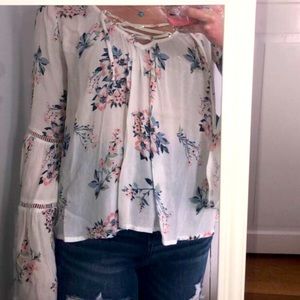 Hollister flowy crisscross shirt